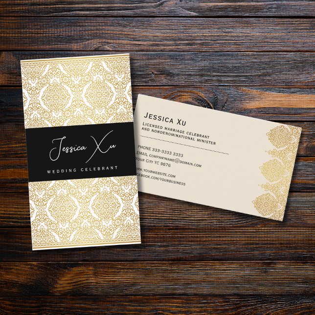 Tarjeta de presentación, Boda Celebrant Gold look (Subido por el creador)