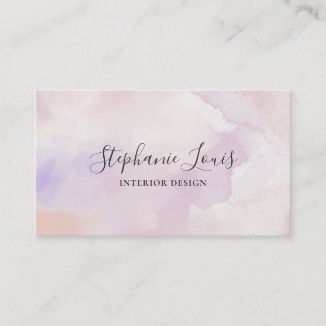 Tarjeta De Presentación Boho Abstract Lavanda Púrpura Acuarela | Código QR (Anverso)