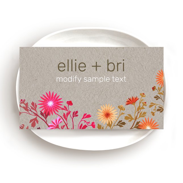 Tarjeta de presentación Boho Floral Kraft (Subido por el creador)