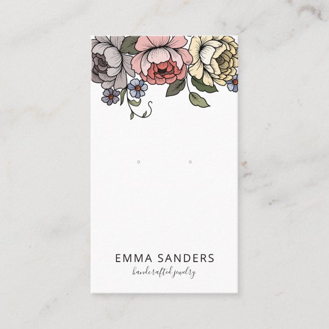 Tarjeta De Presentación Boho Florals Earls Jewelry Display Cards (Anverso)