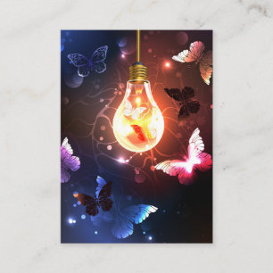 Tarjeta De Presentación Bombilla brillante con mariposas nocturnas