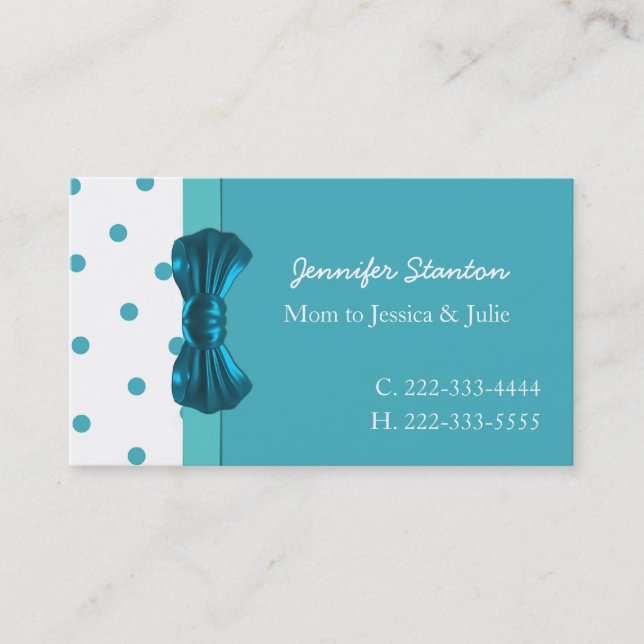 Tarjeta De Presentación Bonito Aquamarine Mommy Play Date Card (Anverso)