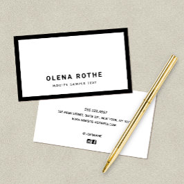 Tarjeta De Presentación Borde blanco de borde negro simple