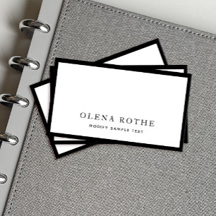 Tarjeta De Presentación Borde blanco de borde negro simple