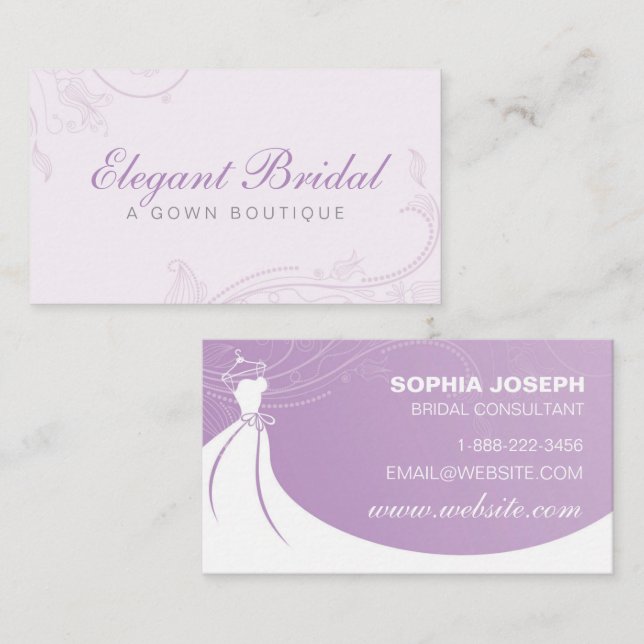 Tarjeta de presentación Bridal Gown Boutique Purpl (Anverso / Reverso)