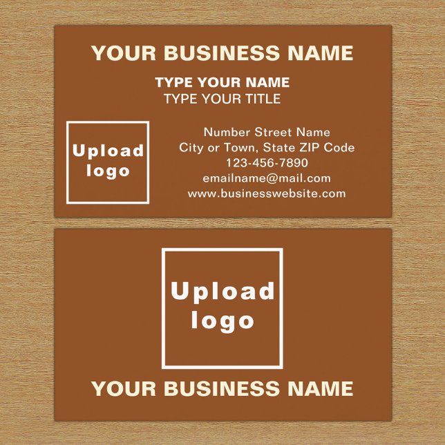 Tarjeta de presentación Brown con estilo alineado  (The front and back of the brown business card)