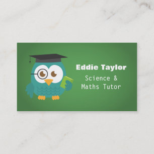 Tarjeta De Presentación Búho Azul Adorable con Sombrero de Graduación, Tut