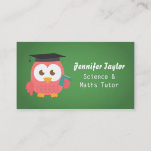 Tarjeta De Presentación Búho Rosa Lindo con Sombrero de Graduación, Tutor 