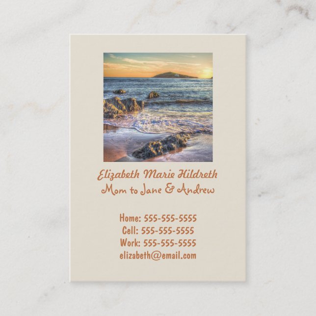 Tarjeta De Presentación Burgh Island desde Bantham al amanecer... (Anverso)