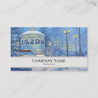 Tarjeta De Presentación Business Card with painting of winter gazebo 