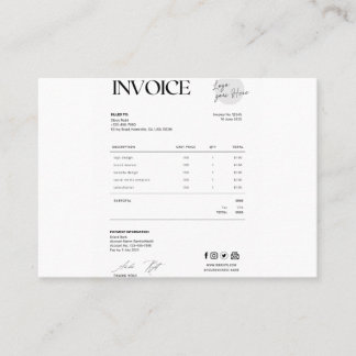 Tarjeta De Presentación Business invoice