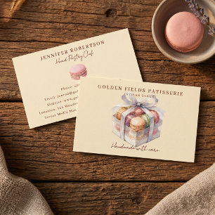 Tarjeta De Presentación Caja de Macarrones de Acuarela Pastel Negocio de P