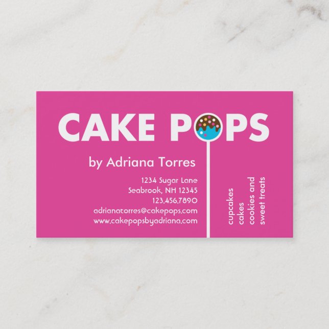 Tarjeta de presentación Cake Pops moderna (Anverso)