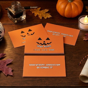 Tarjeta De Presentación Calabaza de Halloween Naranja Personalizada