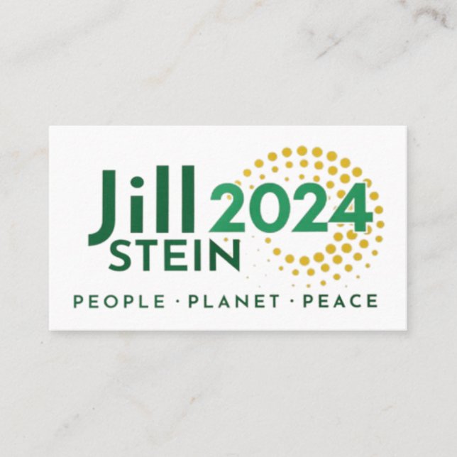 Tarjeta De Presentación Campaña de paz del planeta del pueblo Jill Stein (Anverso)