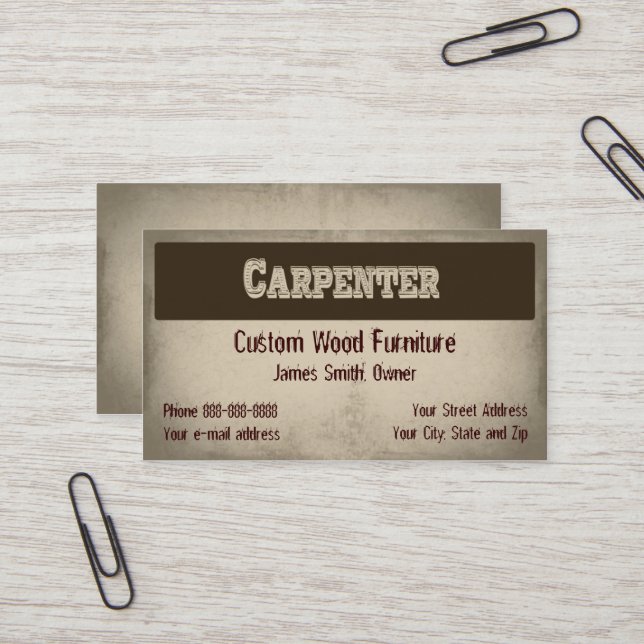 Tarjeta de presentación Carpintero Furniture Build (Anverso/Reverso In Situ)