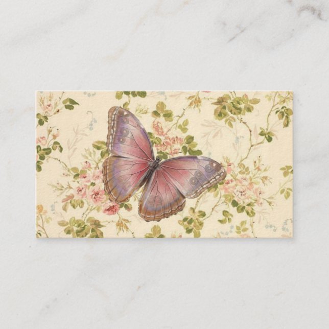 Tarjeta De Presentación Cartas chic de Shabby personalizadas para mariposa (Anverso)