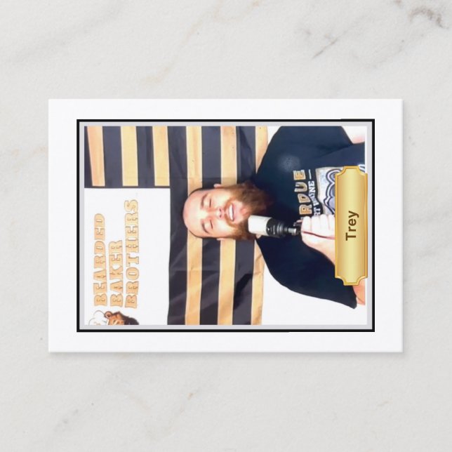 Tarjeta De Presentación Cartas de Intercambio Baker Banter con barba: Trey (Anverso)