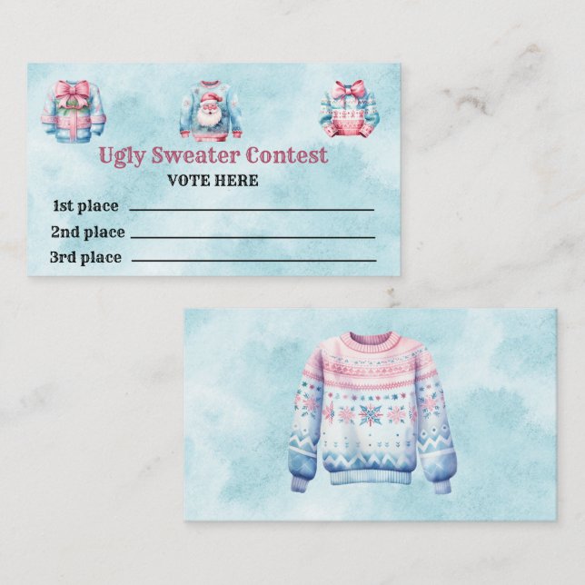 Tarjeta De Presentación Cartas de votación para concurso de sudadería fea (Anverso / Reverso)