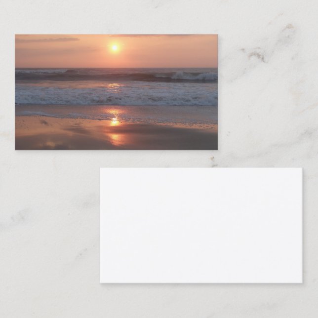 Tarjeta De Presentación Carte d'appel Coucher de soleil rose sur la plage (Anverso / Reverso)