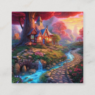 Tarjeta De Presentación Casa de fantasía de sol en los bosques