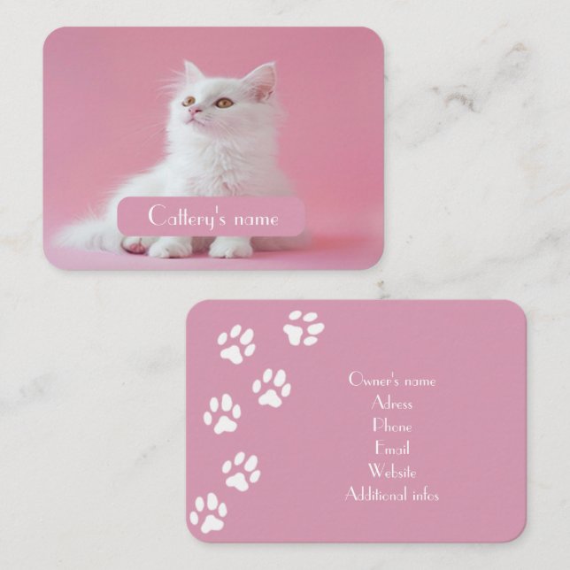 Tarjeta De Presentación Catarata rosa de texto y foto personalizada (Anverso / Reverso)