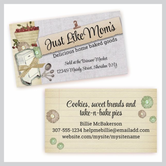 Tarjeta De Presentación Cerezas de época panadería pastelería cocinar coci (Subido por el creador)