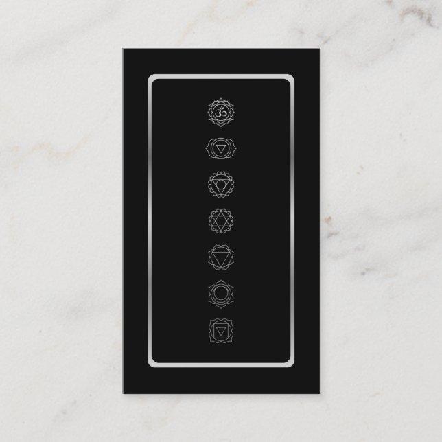 Tarjeta de presentación Chakras de color plateado  (Anverso)