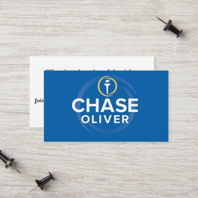Tarjeta De Presentación Chase Oliver para llamar al auto del presidente (Anverso/Reverso In Situ)