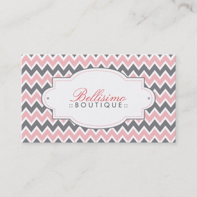 Tarjeta de presentación Chevron Pattern (rosa/gris (Anverso)