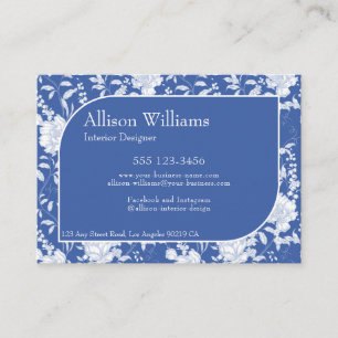 Tarjeta De Presentación Chinoiserie Floral Francés Azul Delft