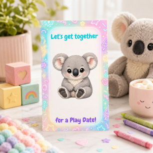 Tarjeta De Presentación Cita de juego de koala pastel adorable 