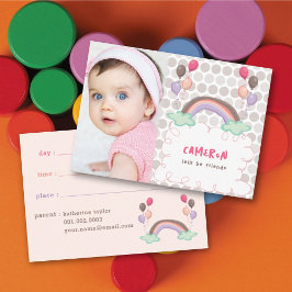 Tarjeta De Presentación Cita para jugar con fotos de niñas con globos y pa