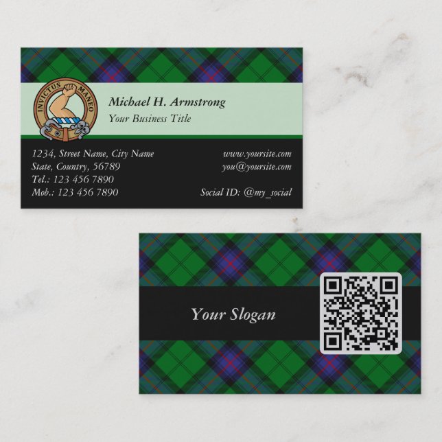 Tarjeta de presentación Clan Armstrong Tartan (Anverso / Reverso)