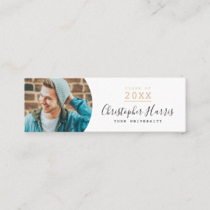 Tarjeta De Presentación Clase fotográfica moderna en blanco y oro de ca