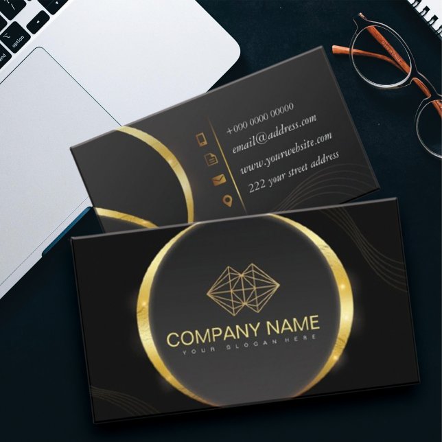 Tarjeta De Presentación Clásico Profesional Elegante Oro Negro (Subido por el creador)