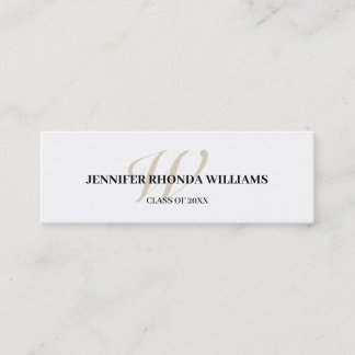 Tarjeta De Presentación Classic monogram student graduation name card