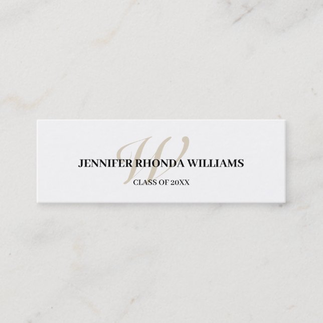 Tarjeta De Presentación Classic monogram student graduation name card (Anverso)