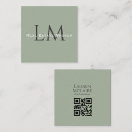 Tarjeta De Presentación Classic Sage Green Business QR Branding