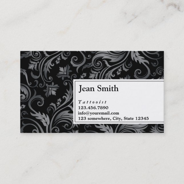Tarjeta de presentación Classy Black Ornamet Tatto (Anverso)