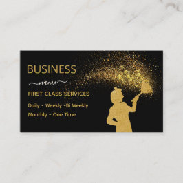 Tarjeta De Presentación Classy Cleaning Service Maid Gold Glitter Business