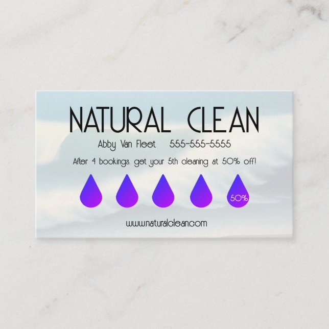 Tarjeta De Presentación Cleaning Service Rewards Card (Anverso)