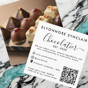 Tarjeta De Presentación Código QR de foto de marca de chocolatería con let
