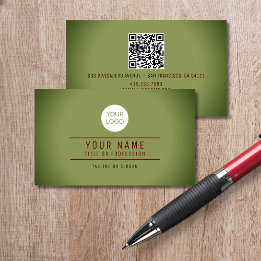 Tarjeta De Presentación Código QR Spotlight Green Name Professional Logo