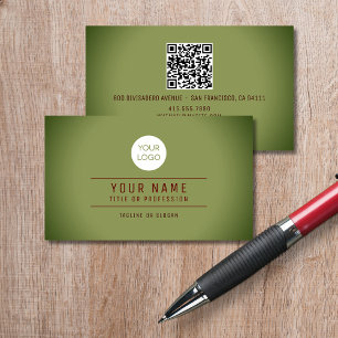 Tarjeta De Presentación Código QR Spotlight Green Name Professional Logo