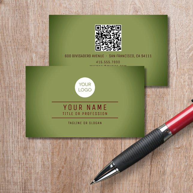 Tarjeta De Presentación Código QR Spotlight Green Name Professional Logo (QR Code Spotlight Green Name Professional Logo Calling Card  cover)