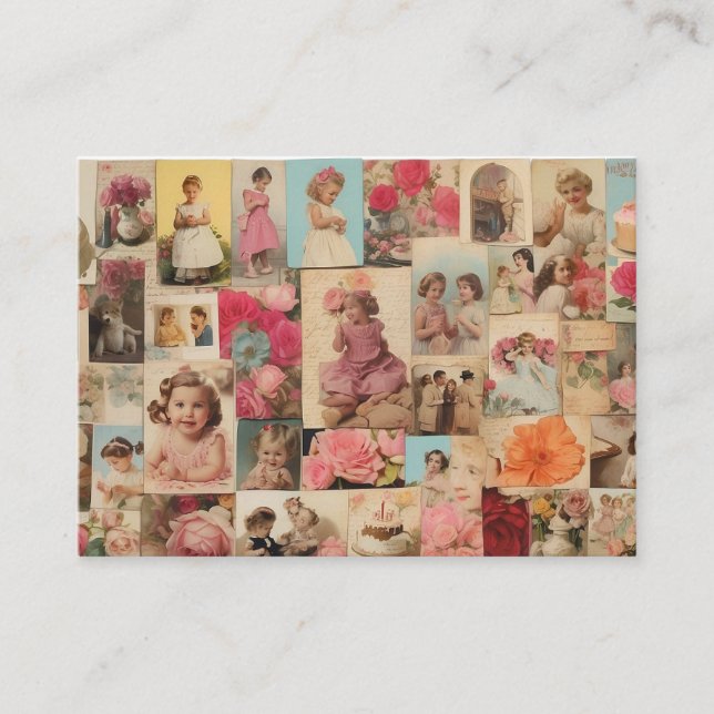 Tarjeta De Presentación Collage de cumpleaños del chica (Anverso)