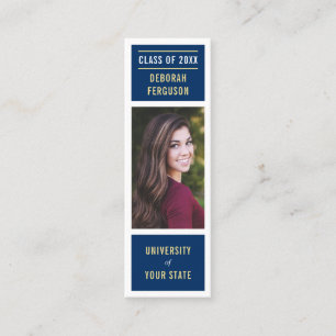 Tarjeta De Presentación Colocación moderna de la graduación en blanco azul