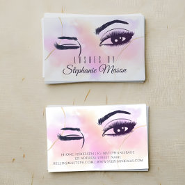 Tarjeta De Presentación Color de agua Oro rosa azotes Moda Blanca Ojos
