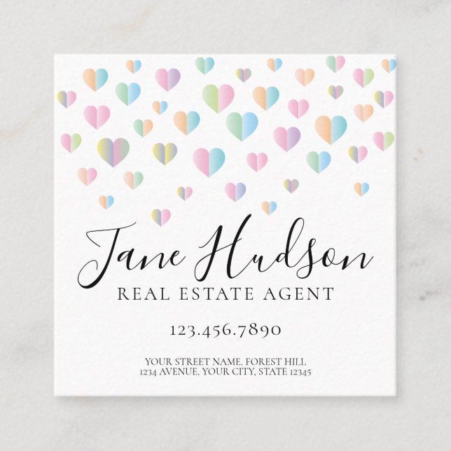 Tarjeta de presentación Colorful Heart Speckles (Anverso)